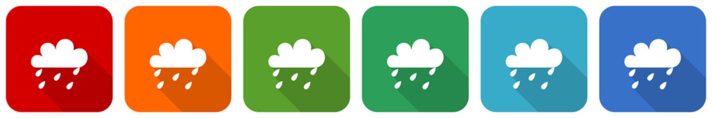 Aufkleber - Rain icon set, flat design vector illustration in 6 colors options for webdesign and mobile applications