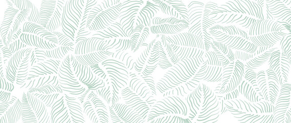 Wall Mural - Abstract leave background pattern vector. Tropical monstera leaf design wallpaper. Botanical texture design for print, wall arts, and wallpaper.