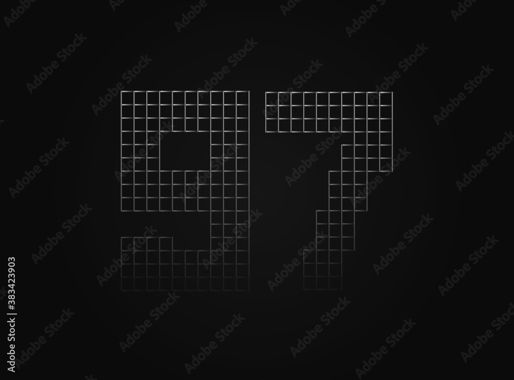 97 vector number made of metal chain link fence. For logo, brand label ...