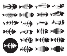 Fish Bones Icons Vector Illustration