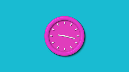 12 hours counting down 3d wall clock isolated on cyan background,wall clock isolated