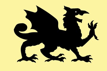 Wall Mural - silhouette of a dragon logo 