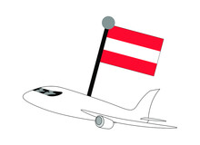 Airplane With Flag Of Austria Vector Illustration. Suitable For Travelling Business And Travel Or Holiday Theme.