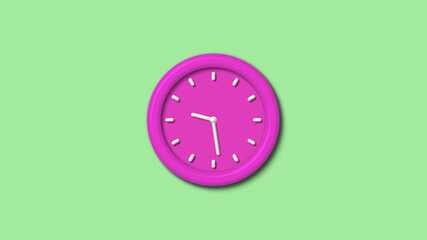 Counting down 12 hours 3d wall clock on green light background,Wall clock isolated