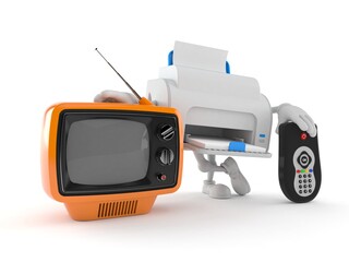 Poster - Printer character with tv set and remote