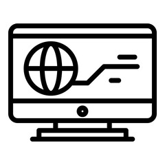 Poster - Globe monitor icon. Outline globe monitor vector icon for web design isolated on white background