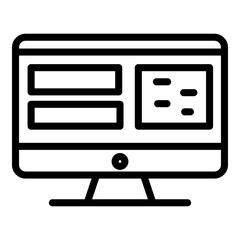 Poster - Web page on monitor icon. Outline web page on monitor vector icon for web design isolated on white background