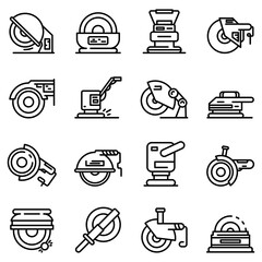 Poster - grinding machine icons set. outline set of grinding machine vector icons for web design isolated on 