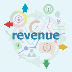 Poster - Text Revenue. Business concept. Abstract infographics options template. Can be used for workflow layout, diagram.