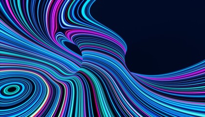 Poster - blue and purple psychedelic swirls on a torus like structure. 3d render / rendering.