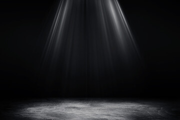 Wall Mural - empty space of studio dark room concrete floor grunge texture background with lighting effect.