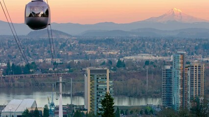 Wall Mural - Portland aerial tram with city view