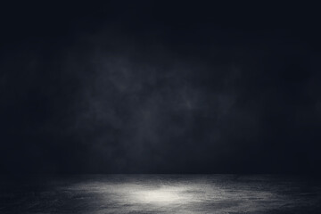 Wall Mural - empty space of concrete floor grunge texture background with fog or mist and lighting effect.