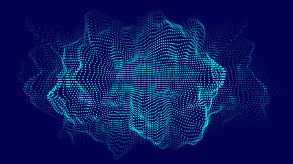 Wall Mural - blue sphere of particles and with explosion effect. modern sci-fi elements consisting of points. big