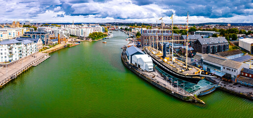 Wall Mural - Aerial panorama of Bristol with SS Great Britain ship