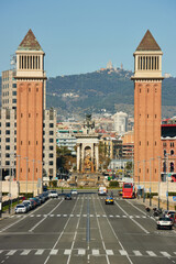 Wall Mural - Looking towards Plaza Espanya from Montjuic in Barcelona, Spain