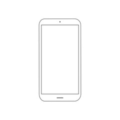 Poster - Smartphone line icon. Mobile phone mock up modern linear vector illustration isolated on white background.