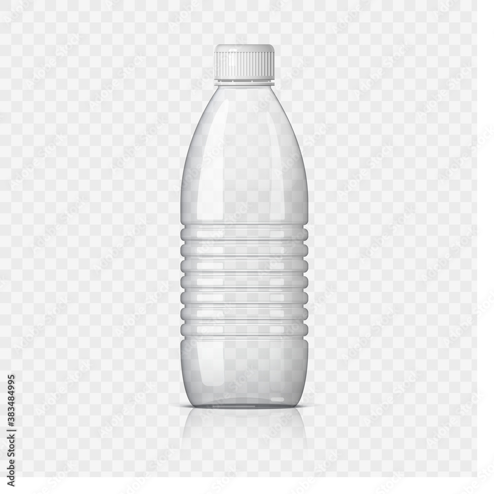 Realistic plastic bottle on a transparent background. Mock Up Template. Vector illustration - obrazy, fototapety, plakaty 