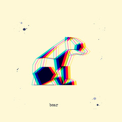 Sticker - polygon stereoscopic bear baby silhouette. low poly animal. abstract geometric logo icon. triangle g