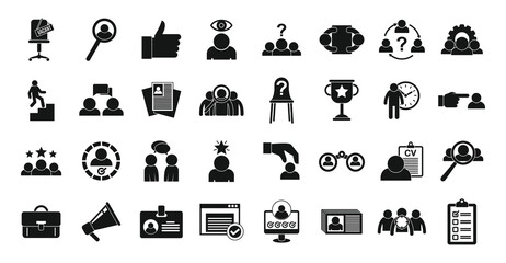 Poster - recruiter icons set. simple set of recruiter vector icons for web design on white background