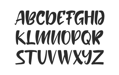Wall Mural - handwritten ink brush font. english alphabet letters on white background.
