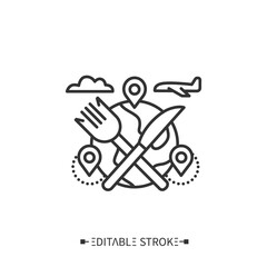 food tour line icon. culinary, cooking tourism to explore new food destinations. gastronomic tour. l