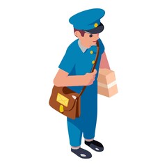 Poster - Postman correspondence delivery icon. Isometric of postman correspondence delivery vector icon for web design isolated on white background