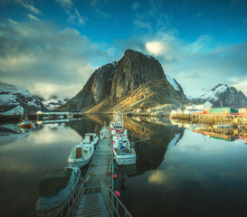 Wall Mural -  Hamnoy fishing village, spring time, Lofoten islands, Norway