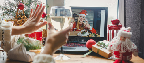 Cuadros en Lienzo Christmas online holiday remote celebration X mas new year in lockdown coronavir