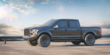 3D Rendering Of A Brand-less Generic Pickup Truck In Studio Environment	
