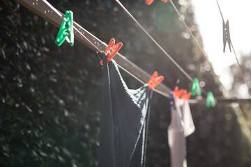 Washing outdoors on a sunny bright day