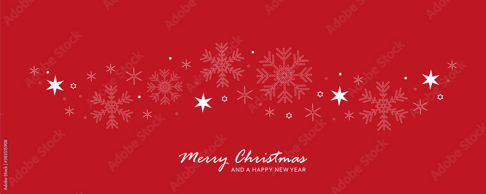 snowflakes and stars border red christmas card vector illustration ...