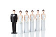 Multiple Marriage or Divorce Concept of Groom with Replacement Brides Lined Up