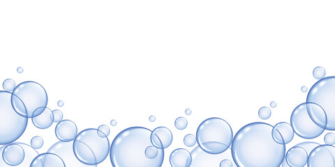 transparent soap bubble background border isolated on white vector illustration EPS10