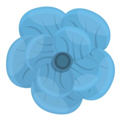 Poster - Summer party blue tropical flower icon. Cartoon of summer party blue tropical flower vector icon for web design isolated on white background