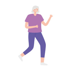 Sticker - elderly woman running exercise cartoon isolated design white background