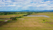 Agricultural land and rice fields in the Philippines. Cultivated farmland and paddy rice fields. Agriculture concept.