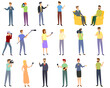 © nsit0108 - Reportage icons set. Cartoon set of reportage vector icons for web design