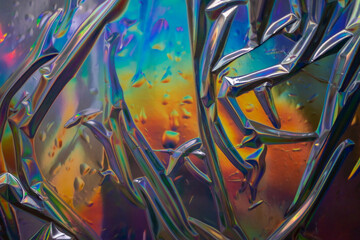 Poster - glued colorful holographic background. modern rainbow foil for texture, cover, wallpaper, print, dll