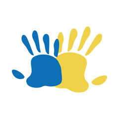 Canvas Print - world down syndrome day, print hands with paint flat style