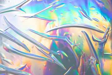 Poster - glued colorful holographic background. modern rainbow foil for texture, cover, wallpaper, print, dll