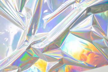Poster - Glued colorful holographic background. Modern Rainbow foil for Texture, cover, wallpaper, print, dll. Bright futuristic blurred hologram and Abstract gradient colors. 