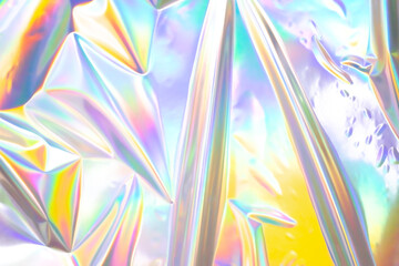 Poster - glued colorful holographic background. modern rainbow foil for texture, cover, wallpaper, print, dll