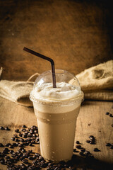 Wall Mural - Cold Coffee On Wood