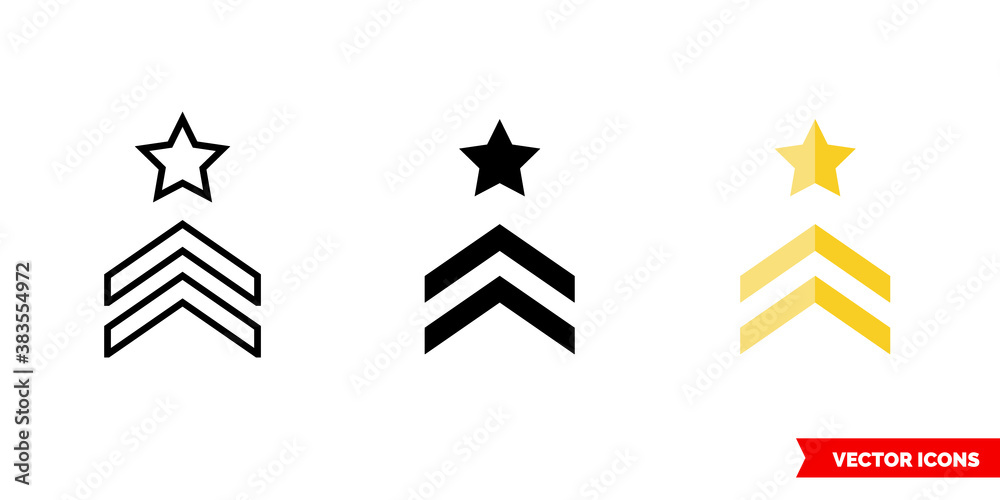 Chevron icon of 3 types color, black and white, outline. Isolated ...