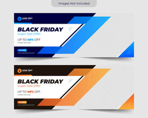 Black friday facebook banner template design, Template banner and cover ads can use for social media,