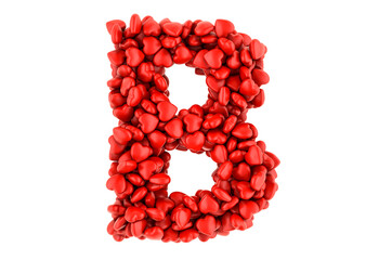 Poster - Letter B from red hearts, 3D rendering