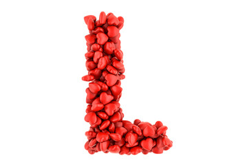 Poster - Letter L from red hearts, 3D rendering