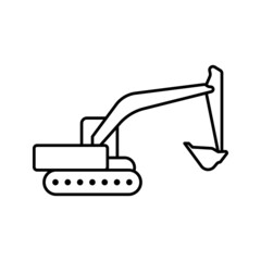 Poster - excavator icon with line or outline style. vehicle or transport icon stock on white background