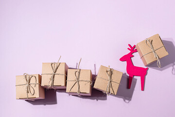 Wall Mural - Handmade Christmas gift boxes.Zero west and eco friendly christmas concept. Happy New Year.